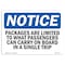 Signmission OSHA Notice Sign, 10" Height, Rigid Plastic, Packages Are Limited To What Passengers Sign, Landscape OS-NS-P-1014-L-17103 - alternate 1